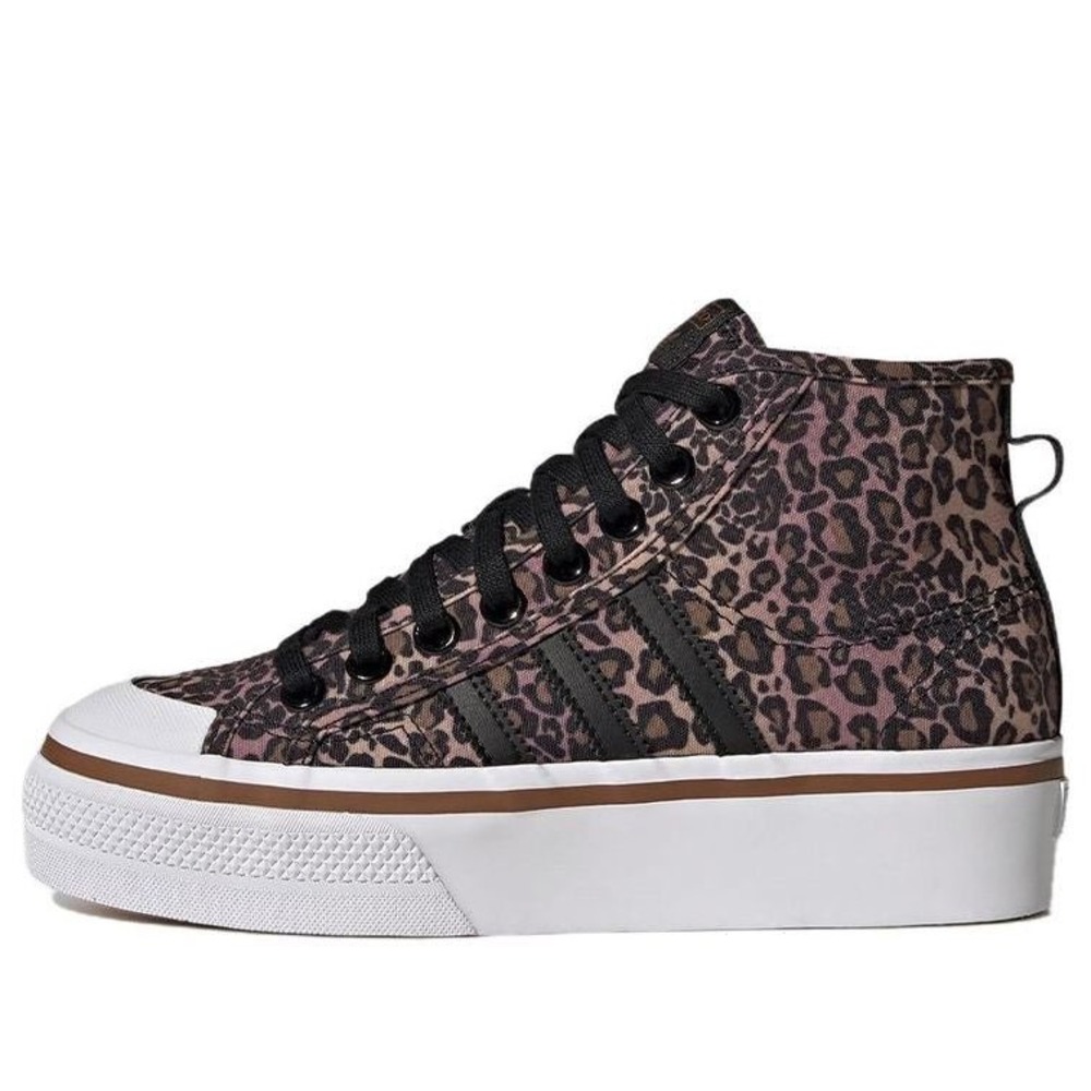 Adidas Sneakers Women 9 Nizza Platform Mid Leopard Print EUC